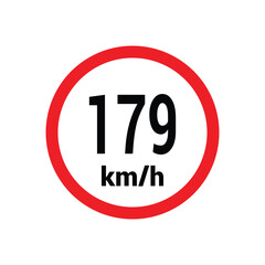 Speed limit sign 179 km h icon vector design illustration