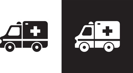 ambulance icon black and white medical emergency vehicle symbol © AIcon Star