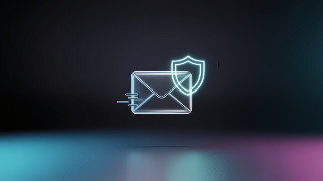 minimal envelope with shield representing encrypted email secure messaging and safe communications in modern glass style