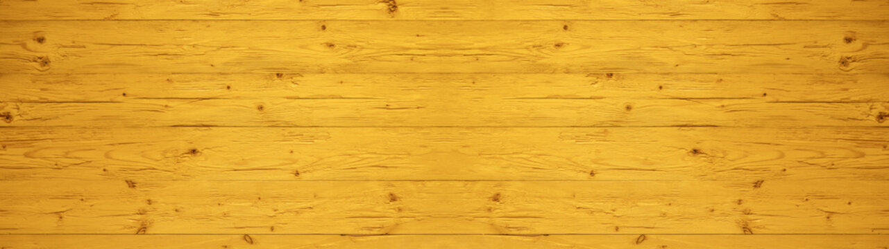 Abstract grunge old yellow painted wooden texture - wood board background panorama banner.