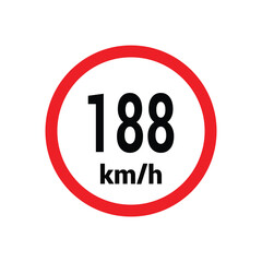 Speed limit sign 188 km h icon vector design illustration