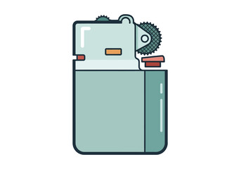 Classic Metal Lighter with Flint Wheel and Teal Body.