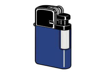 Blue and Black Refillable Lighter with Flint Wheel Ignition System.