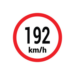 Speed limit sign 192 km h icon vector design illustration