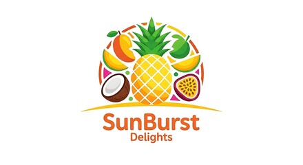 SunBurst Delights Tropical Fruit Logo Design.