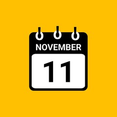 November 11 Calendar Illustration. Date Icon. Day calendar with date november 11. Checklist day calendar. November 11 calendar icon.