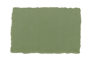 Obraz premium Green torn paper background with rough textured edge, empty blank vintage natural parchment note isolated