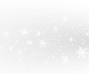 White snowflakes falling on transparent background. Light winter snowfall with multiple shapes and forms. Frosty air overlay for Christmas, winter holidays, or seasonal design