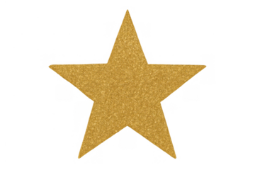 Golden glitter star icon representing success, quality, rating, award, reward, and achievement on a transparent background