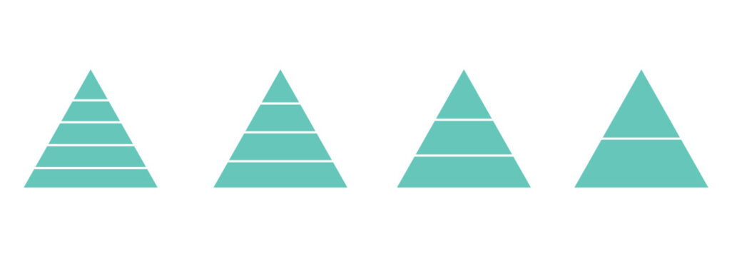 Levels of triangular pyramid icon. Maslow layer diagram. Triangle pyramid chart. designed for business presentations, charts, educational materials. vector illustration. 