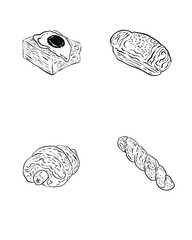 set of brain and hand draw
