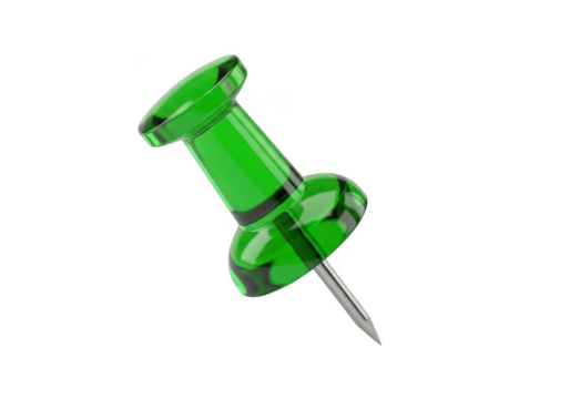 Vibrant green push pin detail offers a crisp, clear focus on organization tools