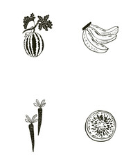 Vector illustration of a set of icons of vegetables