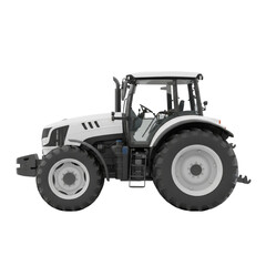 Obraz premium Isolated crisp white tractor against an inky void providing a stark contrast, powerful vehicle
