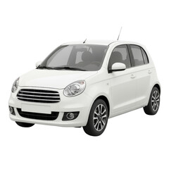 Fototapeta premium Clean and pristine white compact car, a versatile and efficient urban transportation solution
