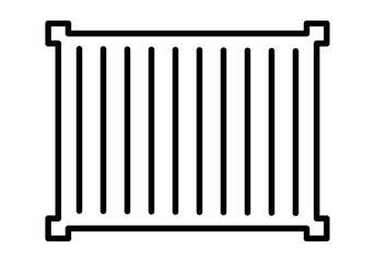 Icono negro de contenedor industrial en fondo blanco