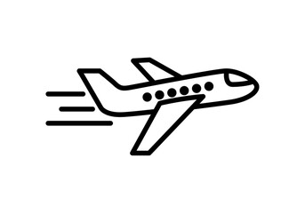 Icono negro de avión comercial en fondo blanco