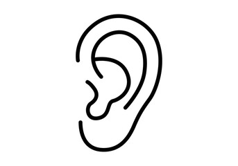 Icono negro de oreja en fondo blanco