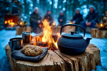 Preparativos para celebrar la Navidad y el A&ntilde;o Nuevo en un acogedor campamento invernal