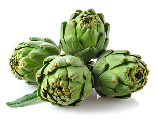 Obraz premium Raw Artichokes vegetable white isolated generative AI