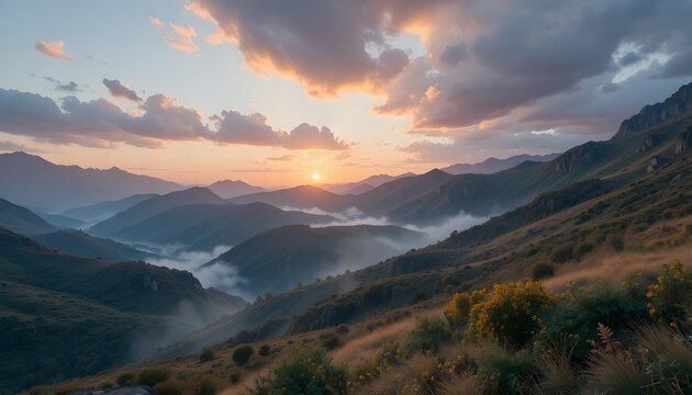 sunset in the mountains