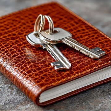 Celebraci&oacute;n de Navidad y A&ntilde;o Nuevo con claves y un diario en una superficie de piedra