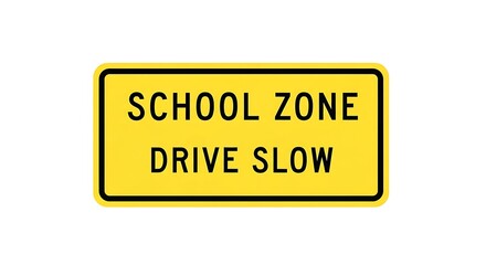 School zone drive slow safety sign yellow traffic caution pedestrian awareness street road