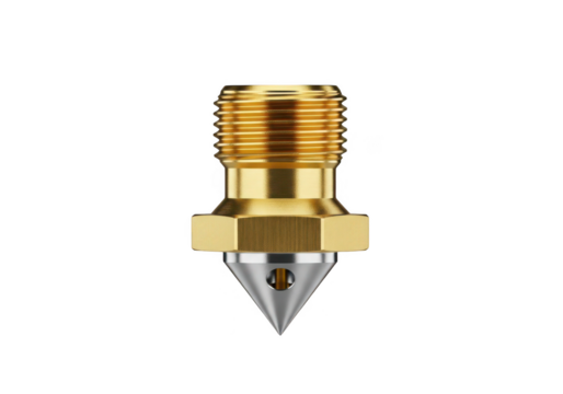 Precision golden nozzle with intricate details, perfect for industrial applications.