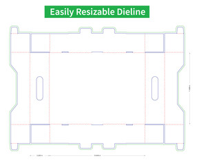 Packaging die cut template, display tray box , corrugated paper box die cut 3d mockup.eps