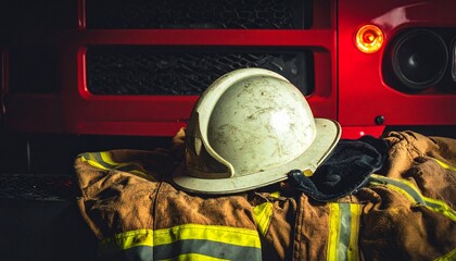 Firefighter gear on a fire truck