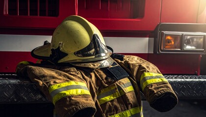 Firefighter gear on a fire truck