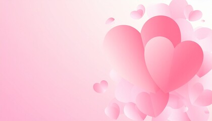 Colorful hearts and petals on a pink background
