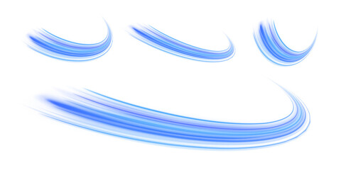 Abstract blue stripes flow in a fluid motion, resembling wind currents or sound waves. Designed for clean technology and futuristic branding.