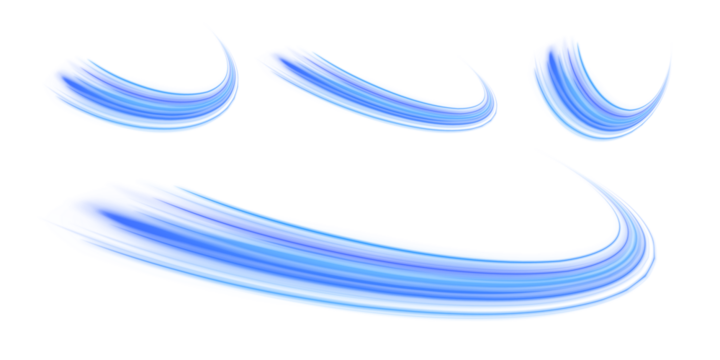 Abstract blue stripes flow in a fluid motion, resembling wind currents or sound waves. Designed for clean technology and futuristic branding.