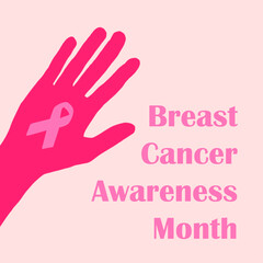 Breast Cancer Awareness Month Social Media Banner with Pink Ribbon