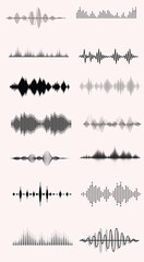 Set of sound waves, abstract music wave, 