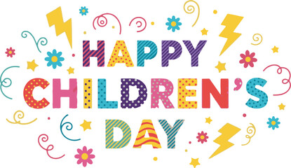 Vibrant and playful children s day celebration design with colorful elements and festive graphics