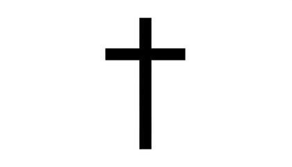 Simple Black Christian Cross Symbol on White Background