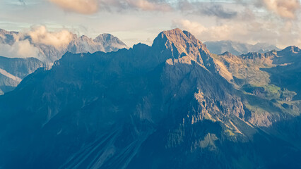 Alpine summer view at Mount Diedamskopf, Schoppernau, Bregenz, Vorarlberg, Austria