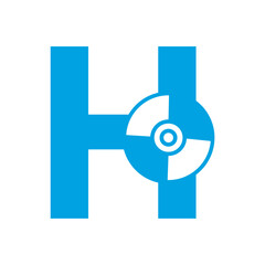 Initial Cd Dvd Logo combine with letter H vector template