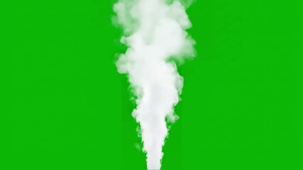 Controlled Release Emission with vertical blowing steam white smoke isolated on chroma key green screen background alpha channel distortion, overlay, glitch, static noise, scan lines black background - Powered by Adobe