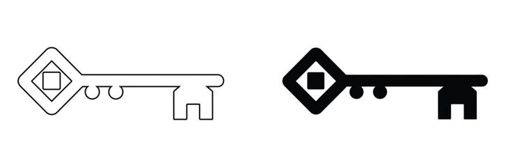 Key icon set. Isolated security and lock symbol. Vector,Unlock potential with this classic key icon for your business,editable stroke