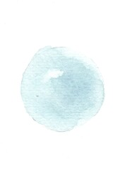 A watercolour circle with a pencil outline isolated on a white background.