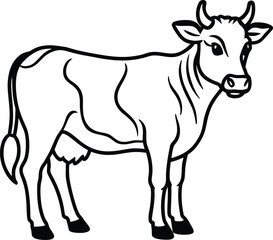 Outline Drawing of a Standing Cow animal livestock