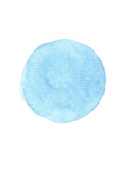 A watercolour circle with a pencil outline isolated on a white background.
