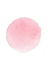 A watercolour circle with a pencil outline isolated on a white background.