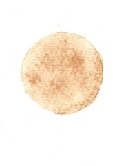 A watercolour circle with a pencil outline isolated on a white background.