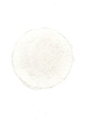 A watercolour circle with a pencil outline isolated on a white background.