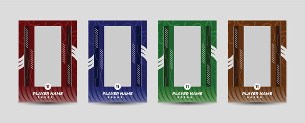 Trading card template design for sports, picture frame for player performance, photo frame or border collection for hockey, basketball and football player, sports flyer design, template eps 10.	