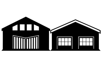 Warehouse background silhouette vector illustration isolated on white background